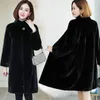 Women's Fur Winter Women Warm Thicken Mink Coat Female Long Standing Collar Plus Size Korean Sheep Shearling Outwear