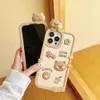 Étuis de téléphone mignons pour iPhone 14 Pro Max Cartoon Cookies Bear Case avec Bubble Tea 3D Case Silicone Souple Antichoc Cover Femmes Filles