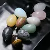 Pendant Necklaces 12pcs Easter 20x30MM Egg Statue Carved Decoration Quartz Healing Crystal Semi-precious Stone Charms Jewelry Making