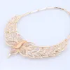 Dubai Gold Farbe Schmuck Sets für Frauen Kristall Ohrring Halskette Armreif Ring marokkanische Braut Hochzeit Geschenke