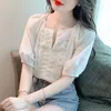 Women's Blouses Design Blouse Female Elegant Summer Half Sleeve White Shirts Fashion 2023 Loose Casual Lace Tops Pullovers S-XL