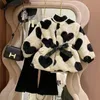 Coat Girls 'Love Pattern Wool Thicked Cow Warm Jacket 2023 Winter Fashion Children's Outwear Cardigan 231107