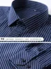 Men's Dress Shirts Men's Business Long-sleeved Shirt Casual Oversized 8XL 7XL 6XL 5XL 4XL Slim Classic Striped Social Formal ZZ