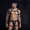 Ensemble de Lingerie en Latex pour hommes, gilet, Catsuit érotique, Costumes de corps Porno, harnais sexuel, ceinture, jeu de rôle, vêtements de nuit