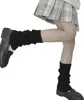 Aquecedores de pernas kawaii preto branco goth empilhados aquecedor de pernas estilo japonês para mulheres anos 80 festa esportes y2k moda