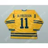 Aangepaste DANIEL ALFREDSSON WORLD CUP TEAM ZWEDEN TEAM HOCKEY JERSEY Top gestikt S-M-L-XL-XXL-3XL-4XL-5XL-6XL