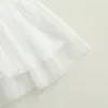 Robes pour filles Robe tutu en dentelle pour bébé et enfant Bébé et fille Manches évasées solides Col en V Patch Costume de travail Robe 100% coton Blanc Rose 1-5T 230407