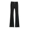 Pantalon Femme Vintage Fringe Slim Noir Flare Jeans Femmes 2023 Quatre Saisons Mode Drapé Casual Streetwear Style Coréen Simple Denim