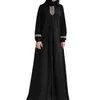 カジュアルドレス長いプリントソリッドイスラム教徒と女性ドレス服服レトロファッションアバヤパーティーモロッコカフタン