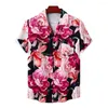 Chemises décontractées pour hommes 10 couleurs Rose imprimé chemise pour hommes hawaïen Harajuku plage été 3D hauts chemisier de mode Streetwear 3XL