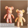 ノベルティゲームノベルティゲームdiy fluid dyed bear statue樹脂ホームリビングルームの装飾インテリアデスクアクセサリーkaw dh9wk