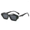 Солнцезащитные очки YOOSKE Polygon Cat Eye, женские уникальные заклепки, дизайнерские очки, оттенки UV400, модные мужские градиентные солнцезащитные очки в стиле ретро