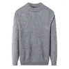 Herensweaters Winter Volledig wollen basis Halve coltrui Dikke trui Ronde hals Zuiver wollen