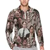 Polos pour hommes Dwight Schrute Le Bureau Lâche Polo Hommes Classique TV À Manches Longues T-shirts Occasionnels Drôle Quotidien Graphique Grande Taille