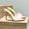 Nya Grossi Rossi Heel tofflor Sandaler Stiletto Mules PVC High Heels 105mm Slip-On Open Toe Women Luxury Designers Shoes Evening Factory Factory Footwear 35-42