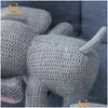 Plush Dolls Knitted Toys Bunny Bear Dinosaur Elephant Rabbit Plaid Knit Stuffed Decor Pillow Animal P Ography Born Kid Gift Drop Del Dht5K