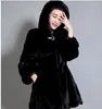 Women's Fur Black/White Mink Jacket Women Long Hoodies Coat Oversized Female Casual Faux Jackets Autumn Overcoats Winter