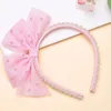 Acessórios de cabelo moda completa pérola hairbands meninas laço arco headbands luxo bandas headwear crianças presente aniversário