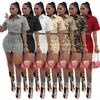 Designer Women Two Piece Dress Set Solid Color Button Workwear Tops Double Pocket Camo Mini Skirt Women's Fashion Casual Suits 2 Piece Outfits