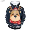 Moletom com capuz masculino outono inverno natal boneco de neve natal veado 3d impresso moletom unissex personalidade casual esporte com capuz roupas infantis topsl231107