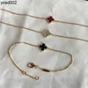 3Colors Designers Fashion Design Double Side 4-Clover Charm Armband Guld rostfritt stål armband mini smycken för gåva