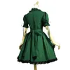 2023 Gotiska viktorianska Lolita knälångklänningar med avtagbar Halloween Green och Black Cotton Dress Theatre Costumes