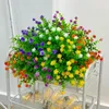 Dekorativa blommor Yugali Bouquet Artificial No Fade Faux Plastic Plants Outdoor Garden Decoration Porch Window Home Flower