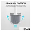 Reinigingsborstels Mini Toiletborstel met stand Set Black Sile Toiletten Wandgemonteerde badkameraccessoires Drop Dht0c Drop Dht0c