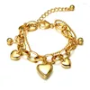 Bracelets de charme REB013 Acier inoxydable de luxe avec bracelet plaqué or en forme de coeur chaîne à gros maillons femme taille réglable