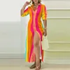 Freizeitkleider Damen Frühling Sommer Einreiher Loungewear Cardigan Kleid Bedruckt Lange Ärmel Umlegekragen Damen Party Streetwear