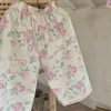 Zestawy odzieży Niedźwiedź Lider Girls Suit Summer 2023 Koreańska wersja koszulki z bąbelkami z krótkim rękawem Szerokie nogi