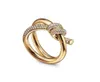 Designer Ring Ladies Rope Knot Luxury With Diamonds Fashion Rings for Women Classic Jewelry 18K Gold Plated