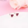 Stud Valentines Day New 925 Sterling Silver Red Heart Stud Earrings for Women Original Jewelry Wedding Ear Brincos Free Shipping YQ231107