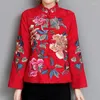 Ethnic Clothing 2023 Autumn And Winter Style Women's Vintage Embroidery Chinese Modified Tang Costume Long Sleeve Short Jacket