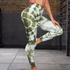 Pantalones de yoga Tie Dye Cintura alta Leggings sin costuras Scrunch Butt Butting Tutero Tallado elástico Correr para mujeres