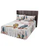 Bed Skirt Parrot Flowers Wooden Board Elastic Fitted Bedspread With Pillowcases Mattress Cover Bedding Set Sheet