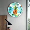 Horloges murales aquarelle ananas Fruits horloge ronde créative décor à la maison salon Quartz aiguille montre suspendue