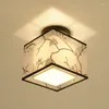 Taklampor Klassisk japansk LED -lampa Vintage Retro Suspension Luminaire Tyg Shade Surface Mount Chinese Light Fixtures