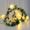 Fleurs décoratives Guirlande de fleurs artificielles avec lumières Décorations de centres de table de mariage Guirlande de roses brillantes Blanc 10 20LED 1,5 3M