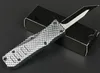 Высококачественный маленький автоматический тактический нож 440C, двухцветное лезвие Tanto Point из углеродного волокна, ручка из цинк-алюминиевого сплава, карманные ножи EDC