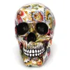 Dekorativa föremål Figurer Horror Skull Decoration Harts Colorful Flower Painting Halloween Skull Home Bar Desktop Decoration Craft Gift 114 * 180 * 155mm 230406