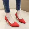 Robe chaussures 2023 marque dame printemps basique femmes pompes sexy pointu talons fins femme concise fête peu profonde grande taille 45 zapatos