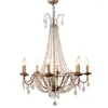 Hängslampor American Country Chandelier Crystal Lamp smidesjärn vardagsrum mattor enkel trappa lång