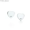 Stud T Series 925 Sterling Silver Enamel Blue Red Heart Pink Peach Stud Earrings Women Girl Letter Stone Valentine's Day Gift YQ231107