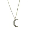 Kedjor S925 Sterling Silver Plated 14K Gold Moon Necklace Kvinnlig koreansk version Net Red Simple Collar Cold Wind