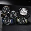 Armbandsur 2023 Herrklockor Male Clock Saat Fashion Nylon Strap Large Dial Calendar Quartz Watch Men Relogio Masculino Drop