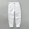 Herenbroek Witte Linnen Broek Voor Mannen Zomer Strand Losse Rechte Casual Broek Ademende Broek Vintage Herenkleding 231107