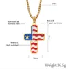 Pendentif Colliers JStar Spangled Banner Titanium Steel Cross 18K Gold Plated Christian Religious NecklacePendentif