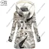 Women's Trench Coats 3D Printed Retro Tattoo Hooded Fleece Jacket Warm Winter Casual Gift Series F-12