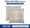 Pillow Farmhouse Plaid Polyester Linen Soft Solid Decorative Square Cream White Throw Cover Home Decor Outdoor Car Case